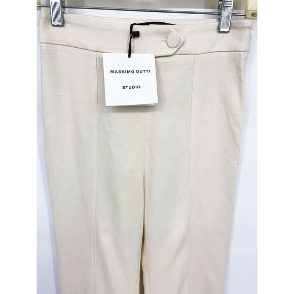 Massimo Dutti Cream Wide Leg Lined Technical Trousers Size 2 NWT - Picture 4 of 13